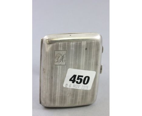 Silver Cigarette Case with engine turned decoration and initials, Birmingham 1933