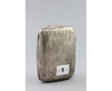 Silver Cigar Case, engine turned striped decoration with initials, Birmingham 1916, S Blanckensee & Sons Ltd
