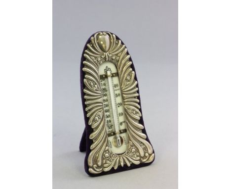 Victorian Easel Backed Thermometer with Silver Surround, London 1895