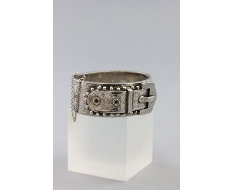 Victorian Silver Bangle in the form of a Buckle, Birmingham 1893