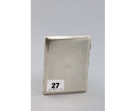 Silver Cigarette Case, engine turned and the cartouche engraved with initials, Birmingham 1924, S Blanckensee & Sons Ltd
