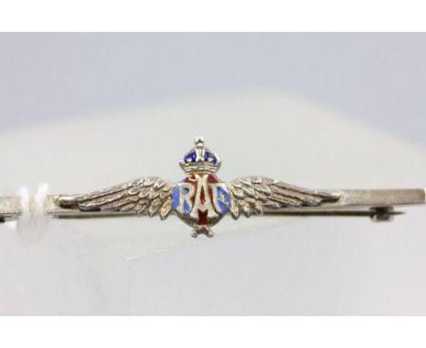 Silver and Enamel RAF Sweetheart Wings Brooch