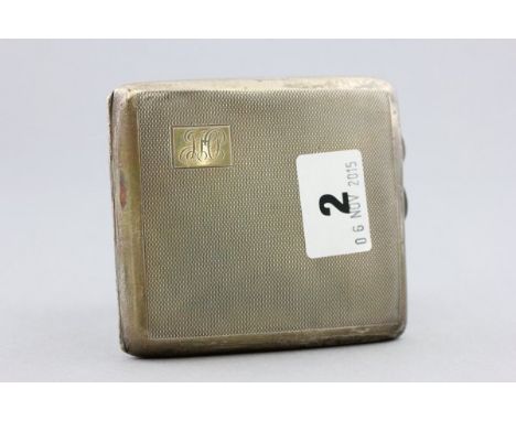 Silver Cigarette Case, engine turned with initials, Birmingham 1940