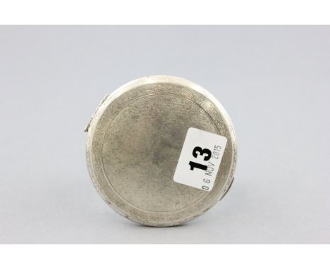 Silver Kigu Circular Compact, engine turned, London 1969
