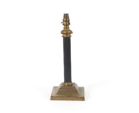 A bronzed and brass Corinthian column table lamp base