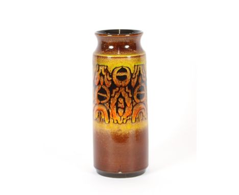 A Poole pottery baluster vase, stylised decoration on a mottled brown ground, 31cm high