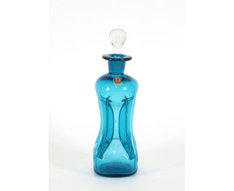 A Danish Kastrup glass decanter of pinched form, 25cm, with paper&nbsp; label