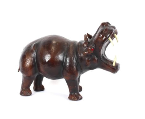 A leather model of a hippo, 46cm long