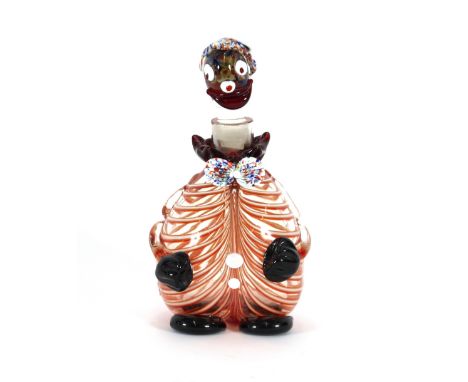 A Murano glass clown decanter, 27cm high