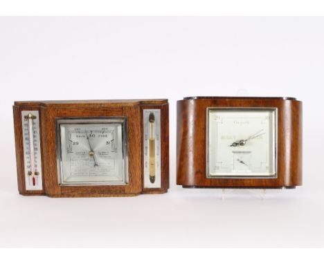 An Art Deco barometer, with storm glass; and another wall mounting barometer, (2)