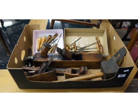 Collection of old wooden tools to include old coffin planes