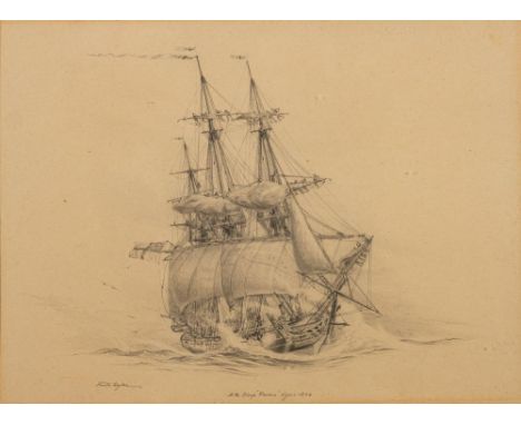 *Harold Wyllie (British, 1880-1973)
H.M. Sloop 'Raven' 16 guns, 1804
signed and inscribed
pencil sketch
22 x 29.5cm




