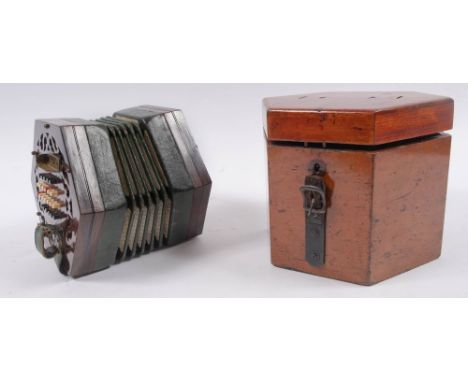 Louis Lachenal. A late 19th century rosewood  forty-eight key concertina, serial number '16003',  pierced fretwork ends with 