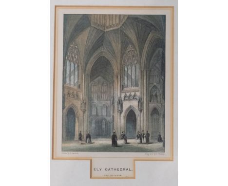 After Robert Garland (fl. 19th century)
five architectural views of the interior and exterior of Ely Cathedral, tinted engrav