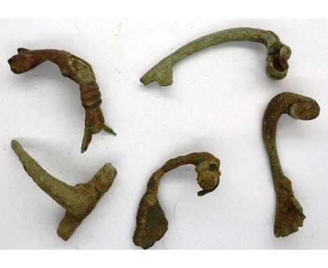Collection of Roman clasps/ fibulae with enamel one one, L: 40 mm. P&amp;P Group 0 (£5+VAT for the first lot and £1+VAT for s