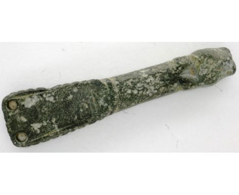 Zoomorphic strap end, presumed Nordic with serpent/snake head, L: 40 mm. P&amp;P Group 0 (£5+VAT for the first lot and £1+VAT
