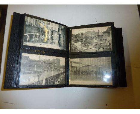 1910 Paris Flood Disaster, a collection of 88 post-cards including 24 used - all different with rescue scenes etc. in album 