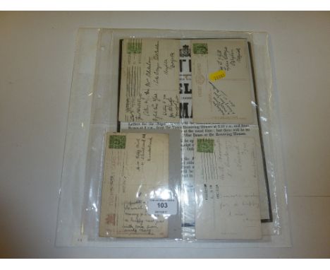 Christmas Day post marks on four post-cards and nine stamps, plus 1863 poster print of Christmas Day delivery alterations 