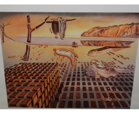 After Salvador Dali, Melting Clock, print. H.68cm W.98cm