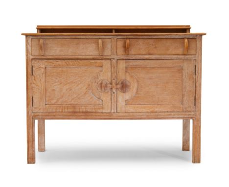 Cotswold School Buffet, circa 1930  Limed oak  97cm high, 122cm wide, 46cm deep  Condition Report:  Overall general surface w