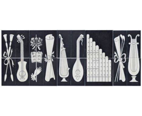 Giovanni Gariboldi (1908-1971) for Richard Ginori   Ten tiles decorated with musical instruments, circa 1950  Glazed ceramic 