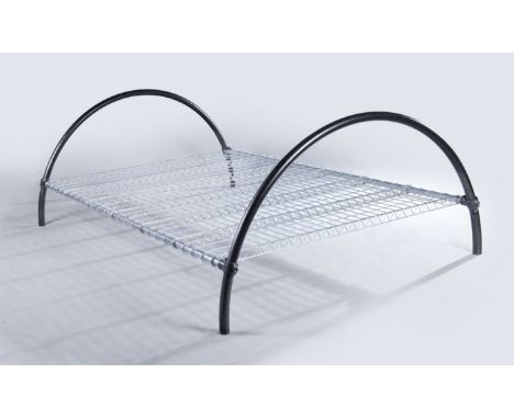 Ron Arad (b.1951) for One Off   'Round rail' bed, circa 1980/90  Steel, lacquered steel  Manufacturer's label  75cm high, 152