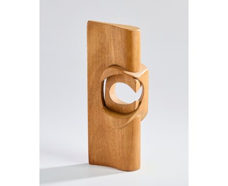 Brian Willsher (1930-2010)   Abstract sculpture, 1975  Teak  Signed to base 'Brian Willsher 1975'  28.5cm high, 11cm wide  (A