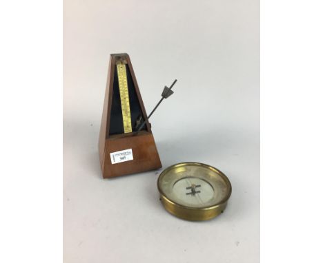 W.G PYE &amp; CO COMPASS, 11.5cm high, along with a French metronome with plaque inscribed 'Metronome De Maelzel'
