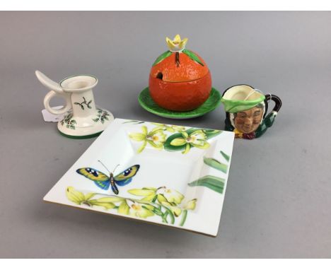 CARLTON WARE MARMALADE POT, modelled as an orange, with saucer, along with a collection of ceramics including a miniature Roy