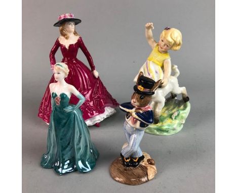 ROYAL WORCESTER FIGURE OF 'APRIL' 3416, modelled by F. G. Doughty, along with three other figures including Royal Worcester f