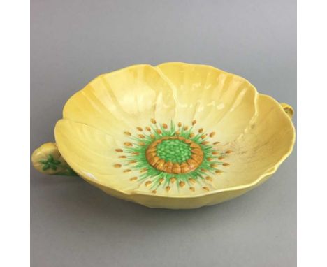 CARLTON WARE DISH, in the shape of a sunflower, along with a hand painted Staffordshire leaf shaped plate and other decorativ