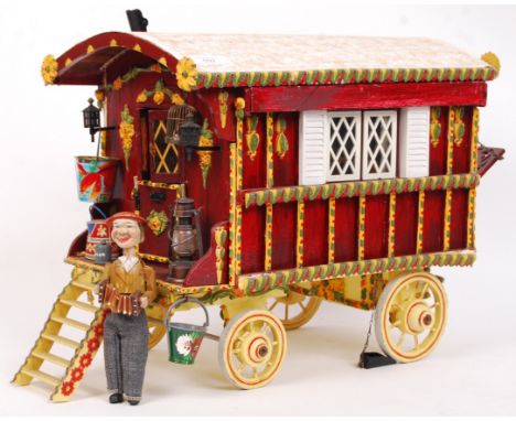 A superb and impressive large scale ' dolls house ' Gypsy Caravan hand made model. Superbly detailed, and fully furnished. Fe