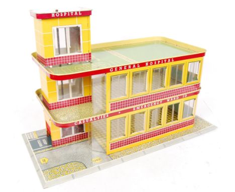 A charming and rare vintage early 1960's tinplate Mettoy ' Emergency Ward 10 ' hospital playset. Appears complete &amp; in go