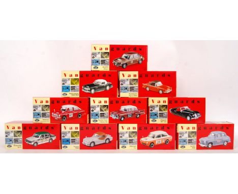 A collection of 10x assorted 1:43 scale Vanguards precision diecast models. To include; VA04701, VA06702 (Rare factory error 