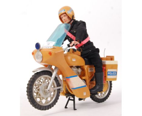 A rare vintage 1970's Palitoy made Action Man ' Police Motorcycle '. With driver and uniform (uniform largely complete, compr