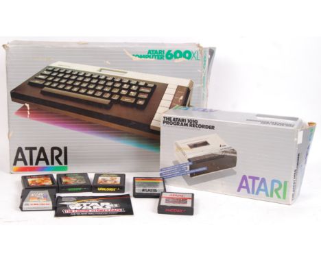 A vintage Atari 600XL computer games console - within the original box - along with an Atari 1010 Program Recorder (also boxe