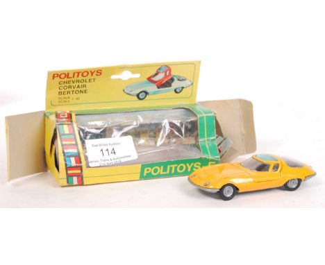 A vintage Politoys made Italian 1:43 scale diecast model Chevrolet Corvair Bertone No. 551. Model appears very near mint, wit