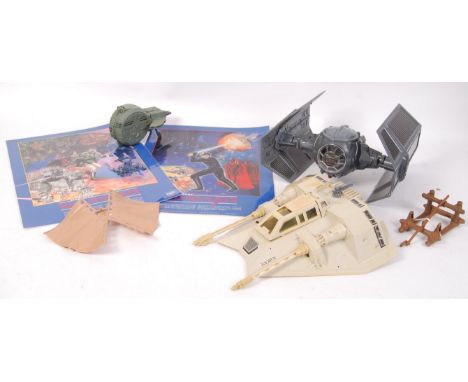 A collection of assorted loose vintage Kenner / Palitoy Star Wars action figure playset vehicles. To include; TIE Fighter (wo