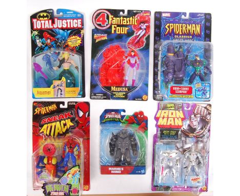 A good collection of 6x Marvel / DC Comic Book / Superhero carded action figures. All sealed, with contents mint. To include;