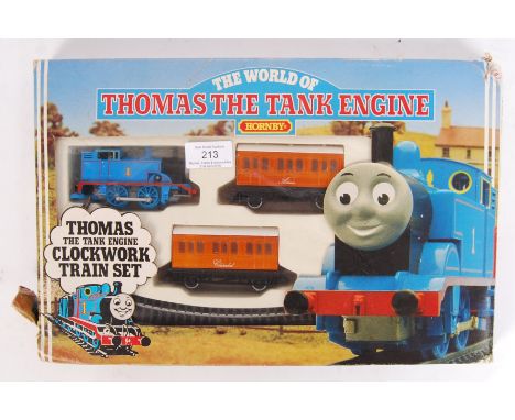 An original Hornby Railways 00 gauge railway trainset R185 Thomas The Tank Engine Clockwork Train Set. Appears complete, with