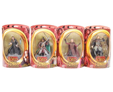 Four Toy Biz made The Lord of the Rings; The Two Towers action figures to include; Legolas, Grima Wormtongue, King Theoden &a