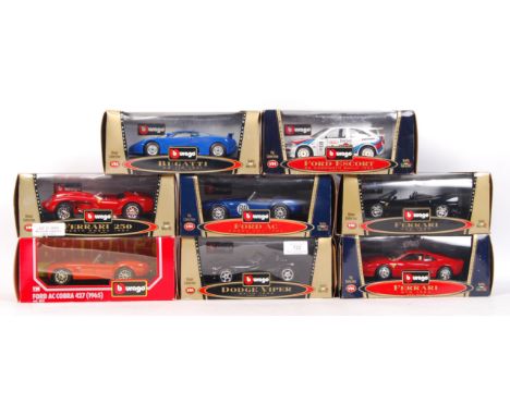 A collection of 8x Burago 1:24 scale precision diecast model cars. Various makes and models, including VIP Collection &amp; B