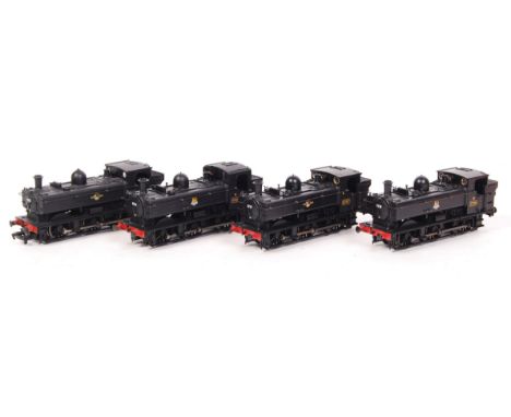 A collection of 4x Bachmann Branch Line 00 gauge model rail trainset locomotives. All unboxed, but mint. All BR Black livery.