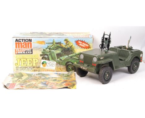 An original vintage rare Action Man ' Transport Command ' ' Armoured Jeep ' Palitoy action figure playset. Within the origina