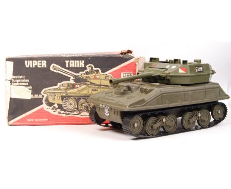 An original vintage Cherilea made Action Man scale ' Viper Tank ' military toy tank. Within the original red and black box.&n