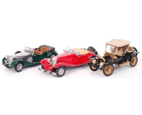 A collection of 3x Franklin Mint precision diecast 1:24 scale model cars. Comprising; 1938 Alvis, 1935 Mercedes Benz and 1910