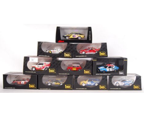 A good collection of 10x IXO Models 1:43 scale precision diecast model rally cars to include; RAM068, RAC024, RAC126, RAC087,