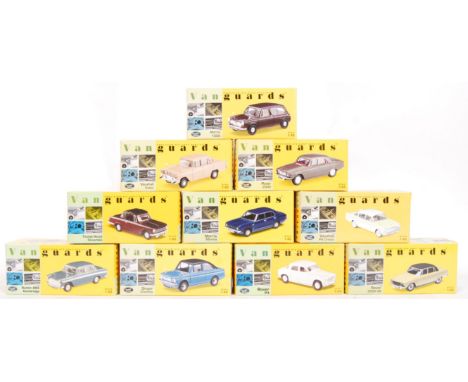 A collection of 10x assorted 1:43 scale Vanguards precision diecast models. To include; VA04406, VA06500, VA01913, VA27009, V