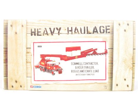 A Corgi Heavy Haulage 1:50 scale ' CC1237 ' Scammell Contractor, Girder Trailer, bogies &amp; crate load diecast model trck s