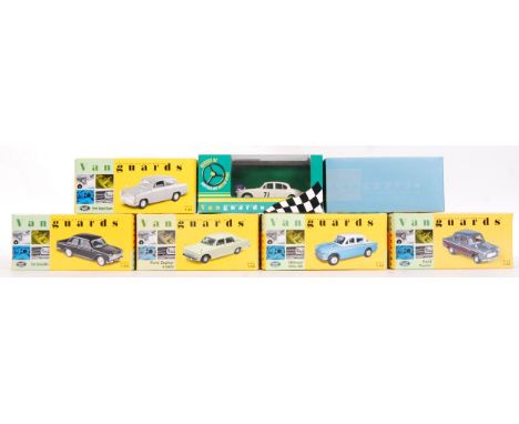 A collection of 7x 1:43 scale assorted Vanguards precision diecast model vehicles. To include; VA08401,&nbsp; VA07300, VA0680